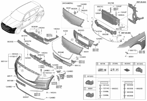 2022 Hyundai Genesis GV80 Front Bumper Diagram