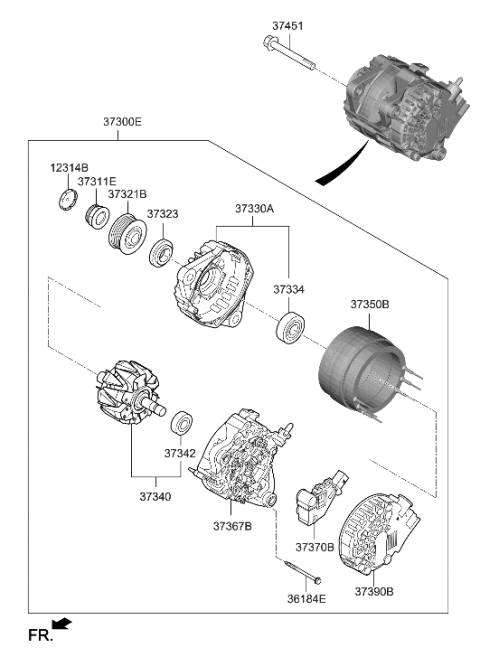 2021 Hyundai Genesis GV80 Alternator Diagram 1