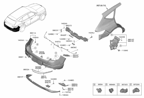 2021 Hyundai Genesis GV80 Rear Bumper Diagram