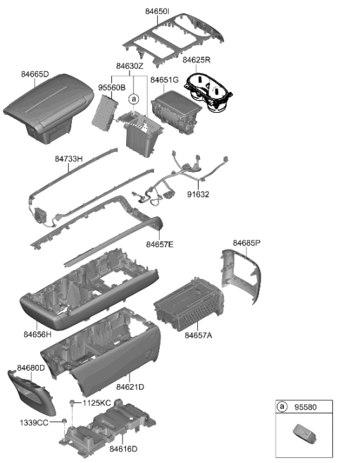 2022 Hyundai Genesis GV80 Console Diagram 2