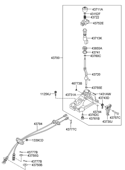 2012 Hyundai Santa Fe Shift Lever Control (MTM) Diagram