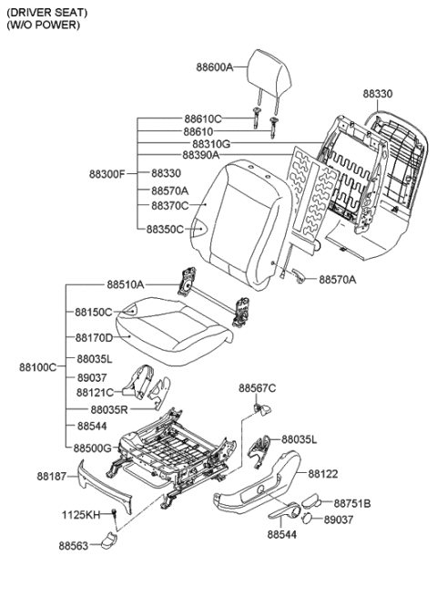 2011 Hyundai Santa Fe Front Seat Diagram 2