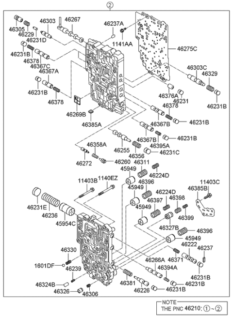 2011 Hyundai Santa Fe Transmission Valve Body Diagram 2