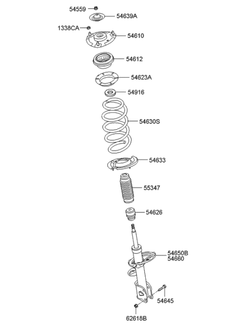 2011 Hyundai Santa Fe Shock Absorber Rubber Buffer Diagram for 54626-2B000