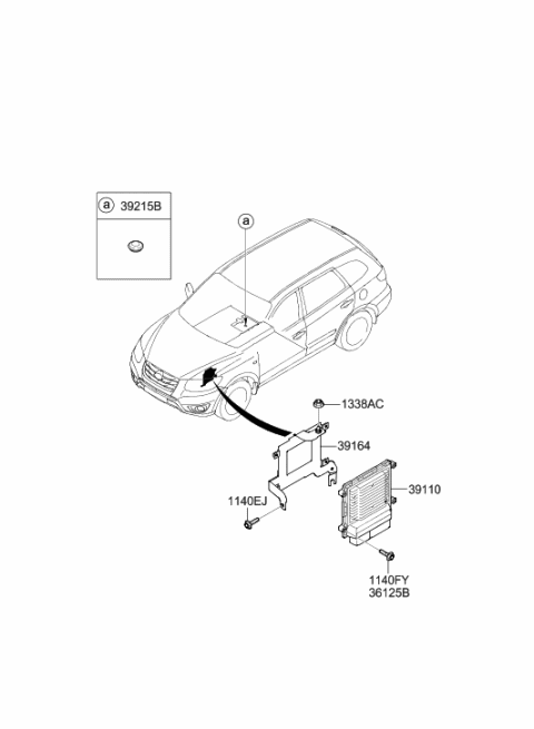 2011 Hyundai Santa Fe Computer Engine Control Module Diagram for 39104-2G342