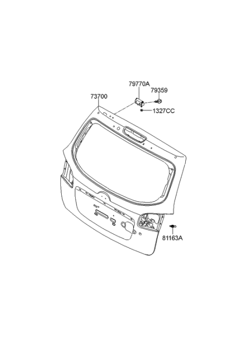 2010 Hyundai Sonata Panel Assembly-Tail Gate Diagram for 73700-0W510