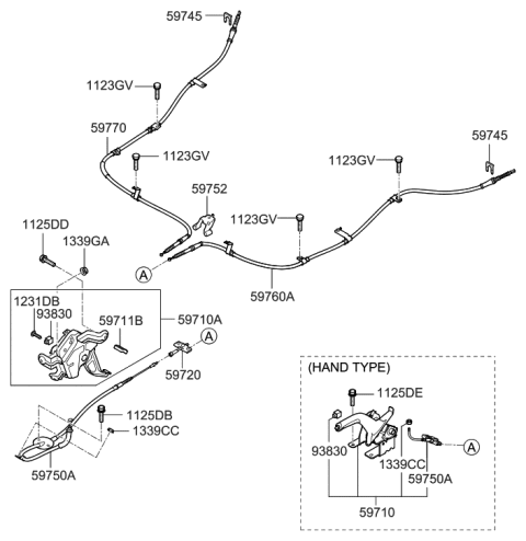 2010 Hyundai Sonata Lever Assembly-Parking Brake Diagram for 59710-2B050-RAS