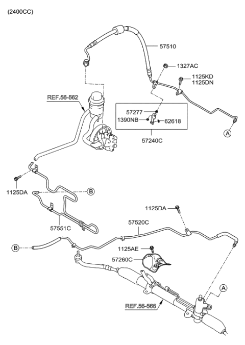 2011 Hyundai Sonata Bracket-Return Tube Mounting Diagram for 57242-2B000