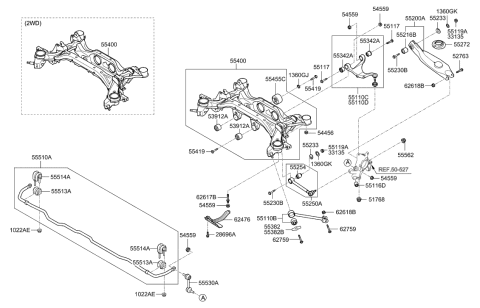 2011 Hyundai Santa Fe Crossmember Complete Diagram for 55400-2P550