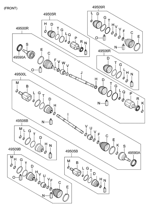 2011 Hyundai Santa Fe Boot Kit-Front Axle Differential Side LH Diagram for 49506-1UA00