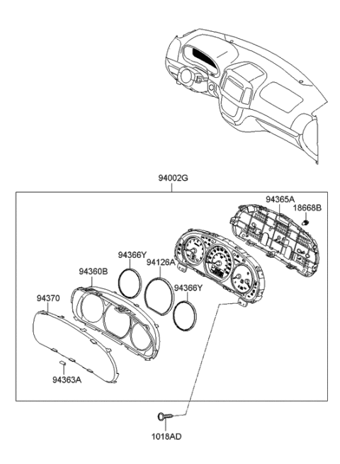 2011 Hyundai Santa Fe Cluster Assembly-Instrument Diagram for 94011-0W131