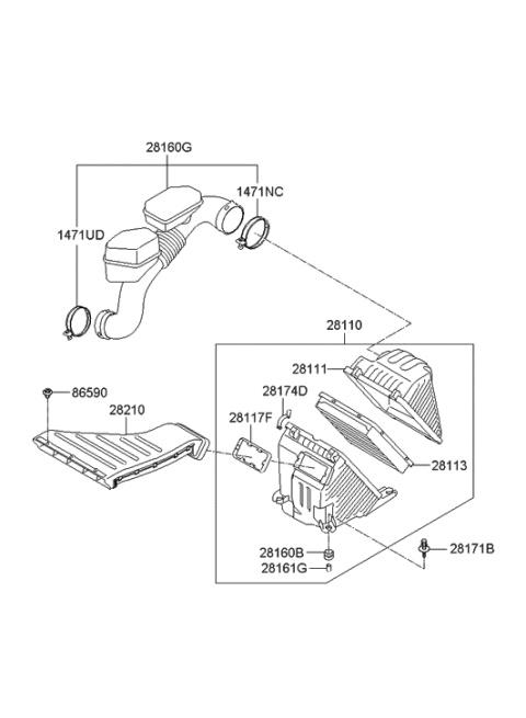 2012 Hyundai Santa Fe Air Cleaner Diagram 1