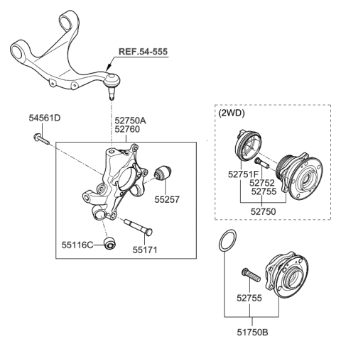 2011 Hyundai Santa Fe Carrier Assembly-Rear Axle,LH Diagram for 52710-2P000