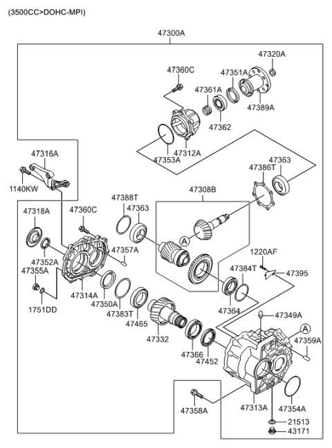 2011 Hyundai Santa Fe Transfer Assy Diagram 2