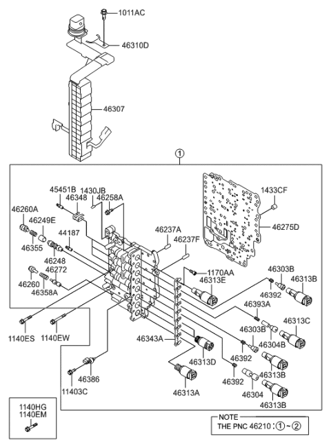 2012 Hyundai Santa Fe Transmission Valve Body Diagram 1