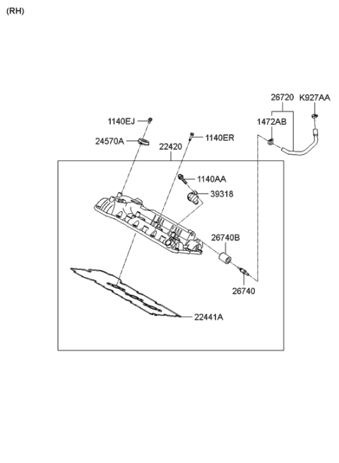 2012 Hyundai Santa Fe Rocker Cover Diagram 2