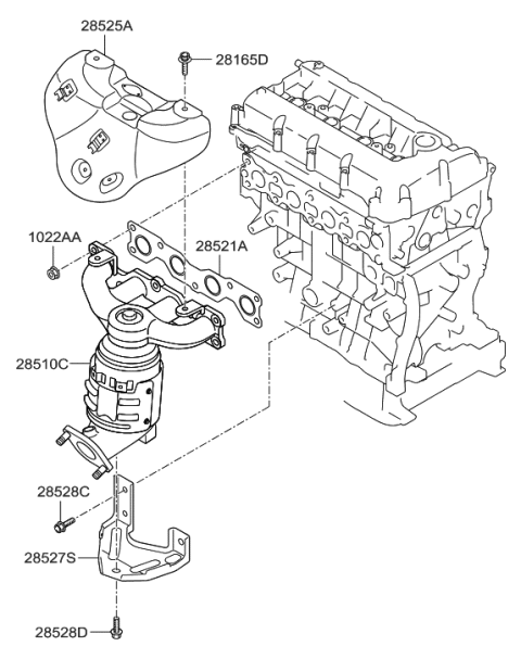 2012 Hyundai Santa Fe Protector-Heat,LH Diagram for 28525-3C800
