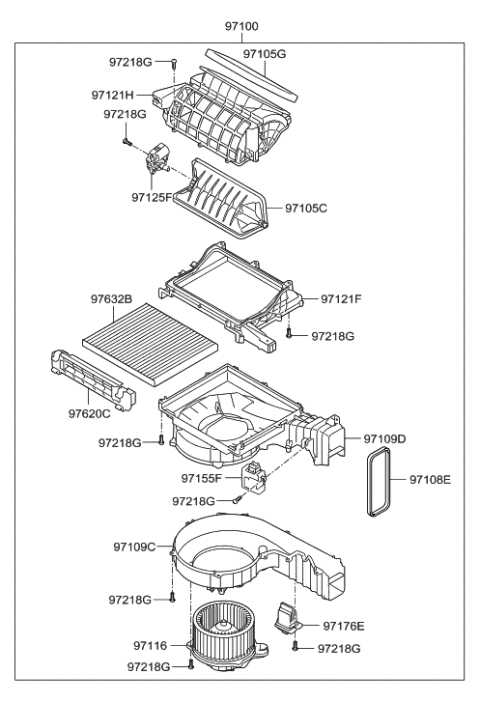 2011 Hyundai Santa Fe Blower Unit Diagram for 97100-0W005