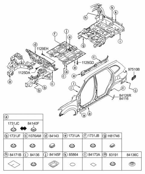 2011 Hyundai Santa Fe Isolation Pad & Plug Diagram 2