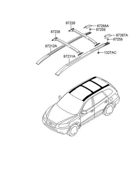 2012 Hyundai Santa Fe Rack Assembly-Roof RH Diagram for 87280-0W100-IYR