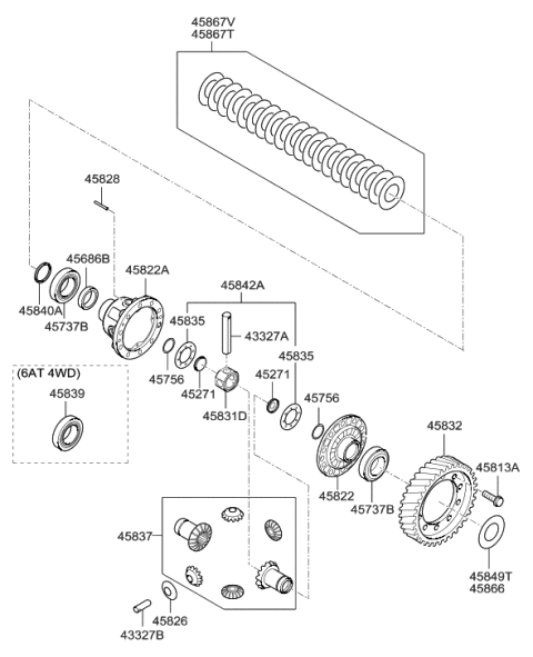 2011 Hyundai Santa Fe Bearing-Taper Roller Diagram for 45839-3B050
