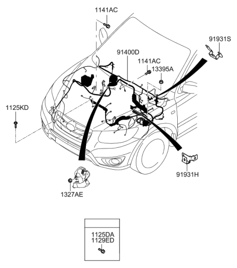 2012 Hyundai Santa Fe Wiring Assembly-Control Diagram for 91415-0W040