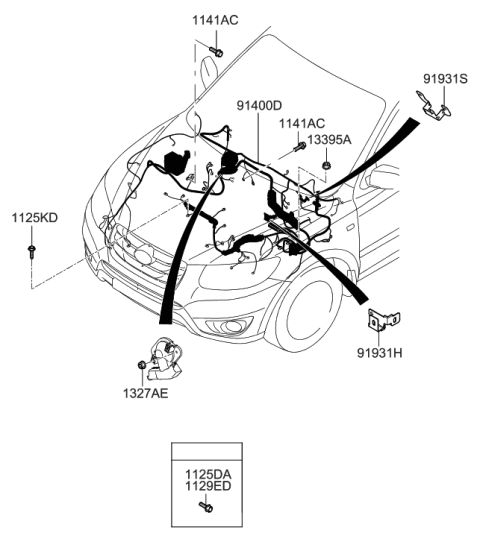 2011 Hyundai Sonata Wiring Assembly-Control Diagram for 91405-0W080