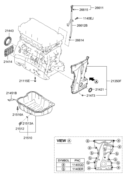 2011 Hyundai Sonata Oil Level Gauge Guide Diagram for 26612-2G000