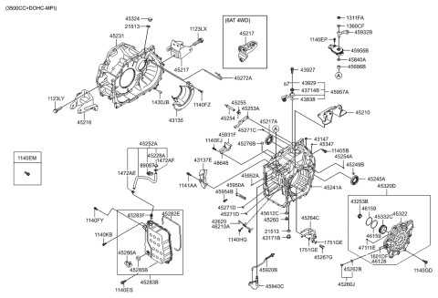 2012 Hyundai Santa Fe Auto Transmission Case Diagram 1