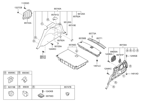 2011 Hyundai Santa Fe Trim Assembly-Luggage Side LH Diagram for 85730-0W501-HZ