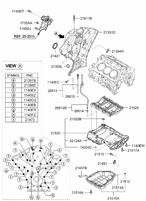 2012 Hyundai Santa Fe Belt Cover & Oil Pan Diagram 2