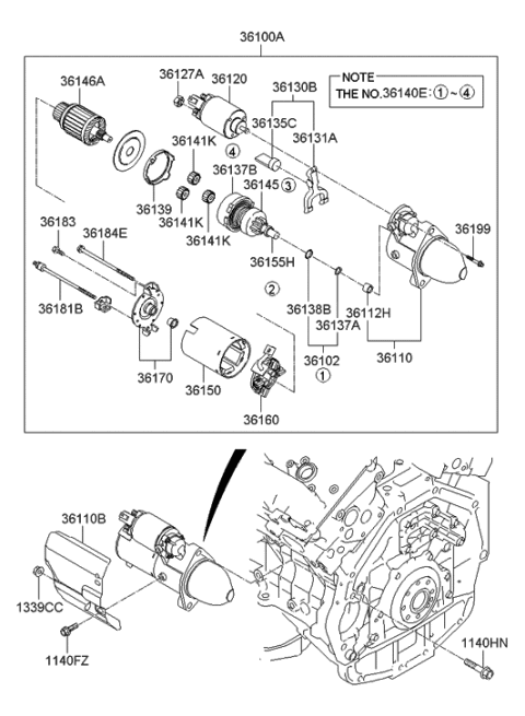 2011 Hyundai Santa Fe Starter Diagram 2
