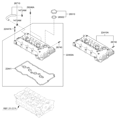 2011 Hyundai Sonata Hose Assembly-Breather Diagram for 26710-2G500