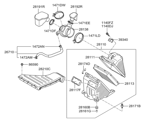 2011 Hyundai Santa Fe Air Cleaner Diagram 2