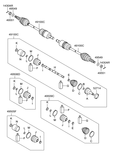 2011 Hyundai Santa Fe Drive Shaft-Front Diagram 4