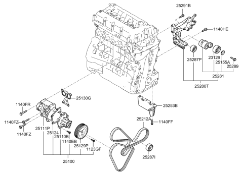 2011 Hyundai Santa Fe Coolant Pump Diagram 1