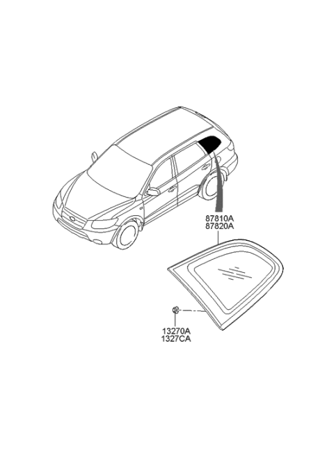 2012 Hyundai Santa Fe Glass & MOULDING Assembly-Quarter Diagram for 87820-0W000