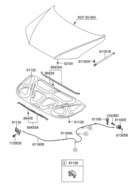 2012 Hyundai Santa Fe Hood Trim Diagram