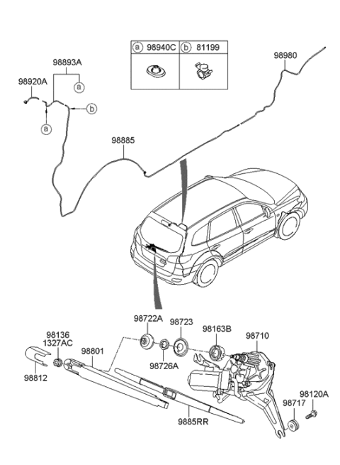 2011 Hyundai Sonata Rear Liftgate Wiper Motor Diagram for 98710-2B500