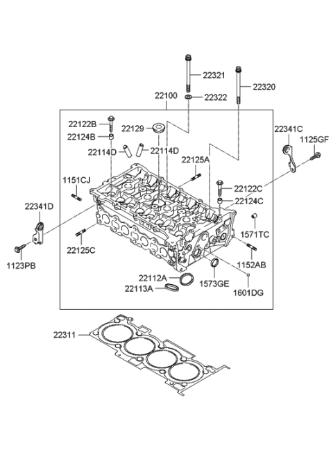 2010 Hyundai Sonata Head Sub Assembly-Cylinder, RH Diagram for 22110-3CAB1-A