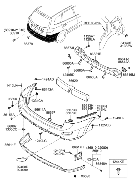 2011 Hyundai Santa Fe Rear Bumper Diagram