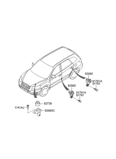 2010 Hyundai Sonata Switch Assembly-Hood Diagram for 93880-2B000