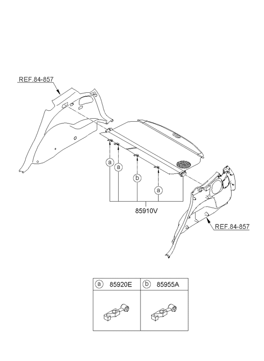 85912-2B010-J9 Hyundai Hook-Covering Shelf Centrt