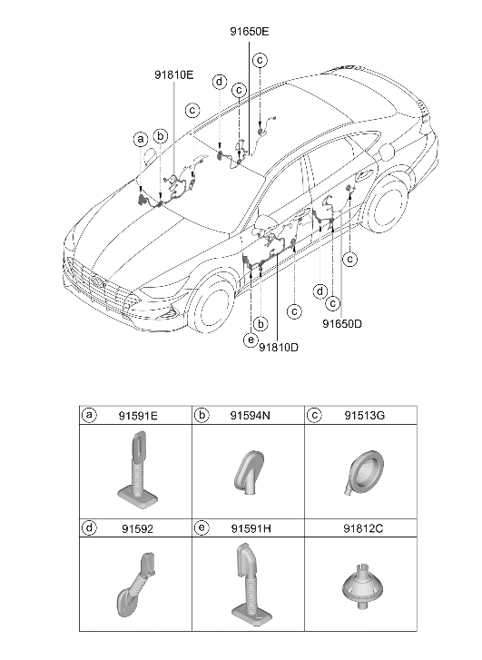 Hyundai 91615-L1450 Front Door Wiring Assembly (Passenger) 91615-L1450 Hyundai Front Door Wiring Assembly (Passenger)
