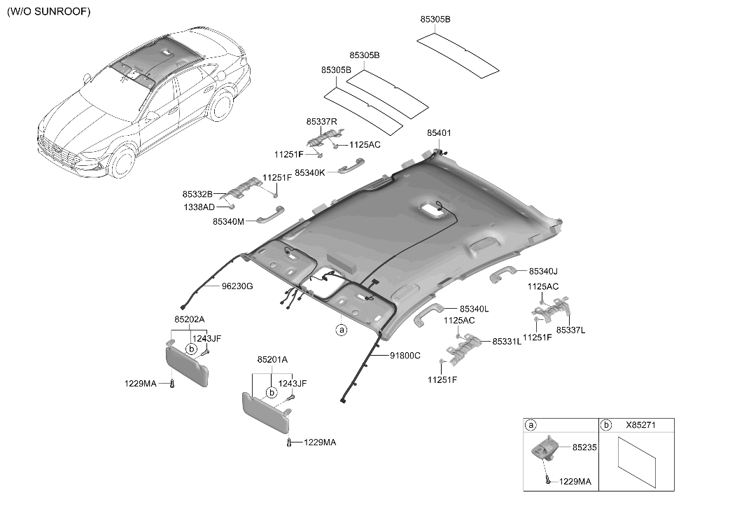 Hyundai 85410-L5500-PEE Headlining Assembly 85410-L5500-PEE Hyundai Headlining Assembly
