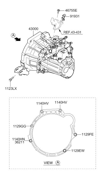 Hyundai 43000-32241 Manual Transmission Assembly 43000-32241 Hyundai Manual Transmission Assembly