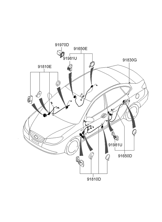 Hyundai 91610-2H010 Wiring Assembly Front Door Passenger 91610-2H010 Hyundai Wiring Assembly Front Door Passenger