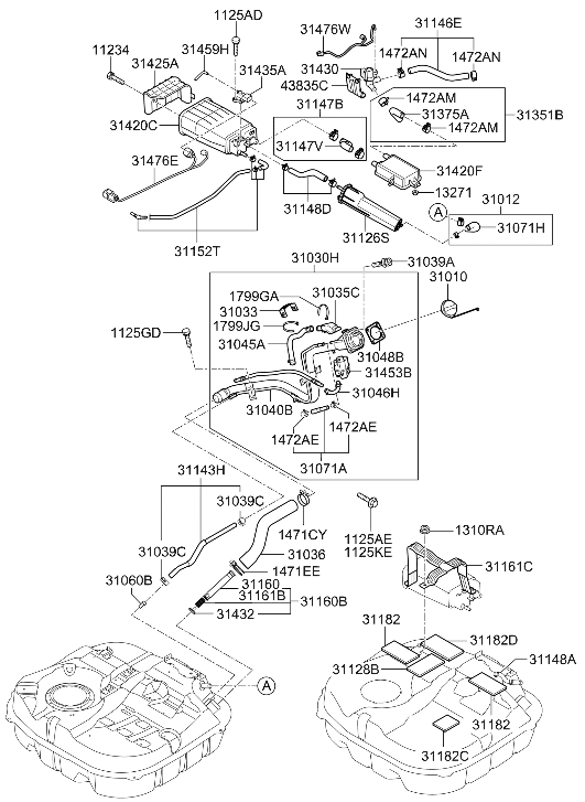 Hyundai 31182-2H040 Fuel Tank Pad 31182-2H040 Hyundai Fuel Tank Pad