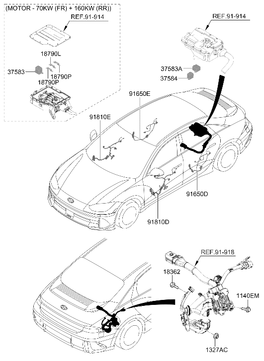 Hyundai 91620-KL810 Rear Door Wiring Assembly Left Hand 91620-KL810 Hyundai Rear Door Wiring Assembly Left Hand