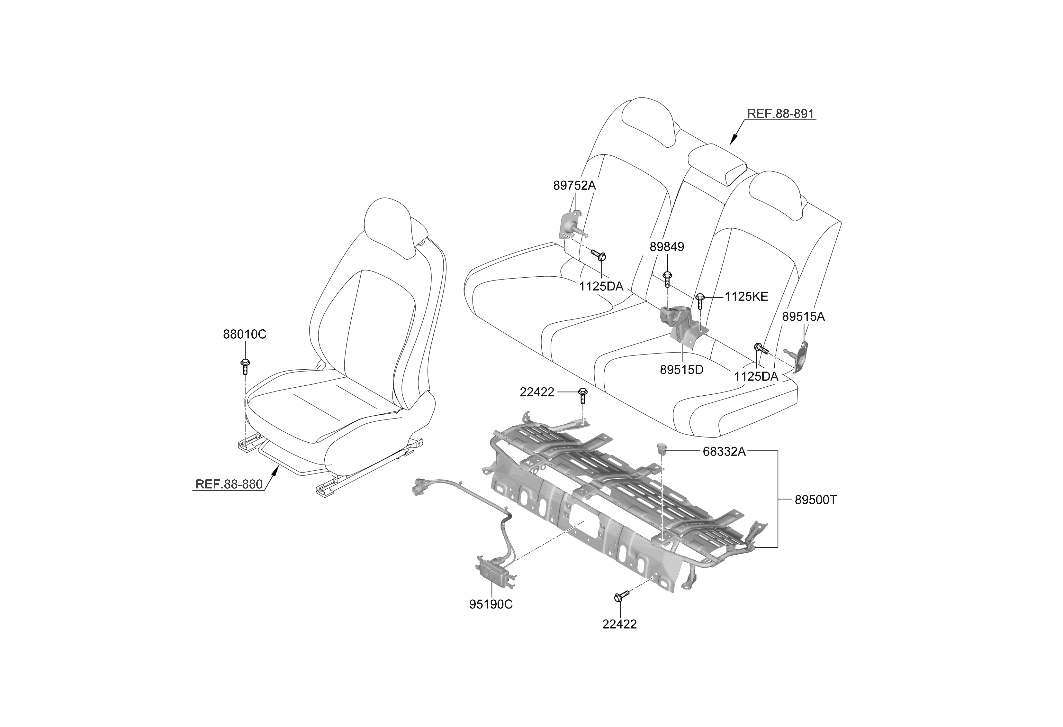 895E0-KL000 Hyundai LEG ASSY-2ND BENCH SEAT